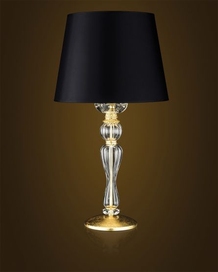 Table Lamps Elizabeth Elizabeth 125/LG gold leaf-crystal table lamp-pvc black gold shade View 1