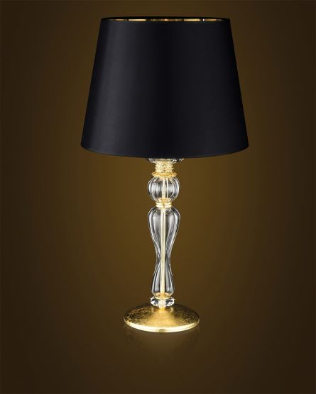 Φωτιστικά Επιτραπέζια-Πορτατίφ Elizabeth Elizabeth 125/LG φύλλο χρυσού-κρυστάλλινο επιτραπέζιο φωτιστικό-λαμπατέρ-pvc black gold shade Όψη 2