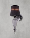 Wall Lamps Kassandra Kassandra 101/AP 1 chrome-crystal wall lamp-organdy graphite shade