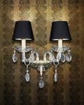 Wall Lamps Olympia Olympia 104/AP 2 gold leaf-crystal wall lamp-pvc black gold shade