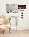 Floor Lamps Mirsini Mirsini 105/FL 5 gold leaf-black-crystal floor lamp-organdy black shade