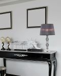 Table Lamps Mirsini Mirsini 105/LM silver leaf-graphite-crystal table lamp-organdy graphite shade