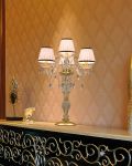 Table Lamps Iokasti Iokasti 106/LG 4 gold leaf- crystal table lamp-fabric ivory shade