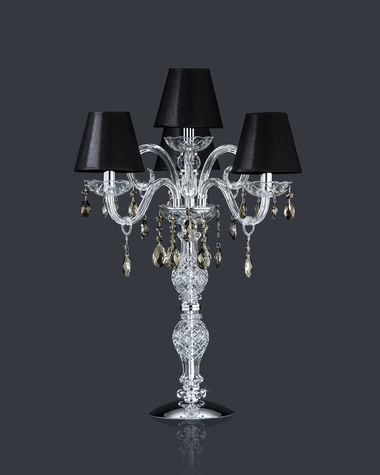 Table Lamps Iokasti 106 / LG 4 / chrome / crystal table lamp / pvc black chrome shade