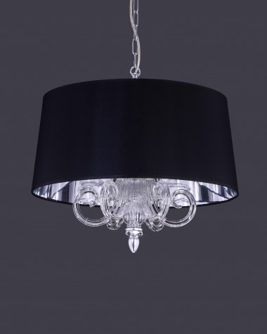Pendant Lights Dafne 109 / SM / silver leaf / crystal pendant light / pvc black chrome shade
