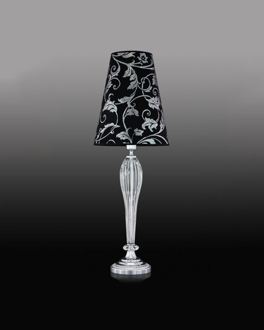 Table Lamps Leonie 112 / LG / chrome / crystal table lamp / pvc silver leaf black shade