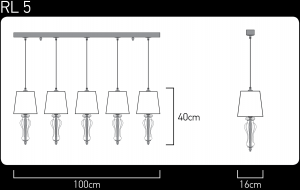 114 / RL 10 / silver leaf / linear crystal chandelier / pvc black chrome shade Linear Chandelier Reina design