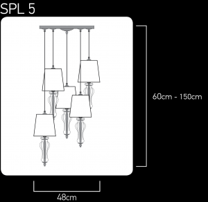 114 / SPL 6 / chrome / crystal pendant light / organdy black shade Pendant Lights Reina design