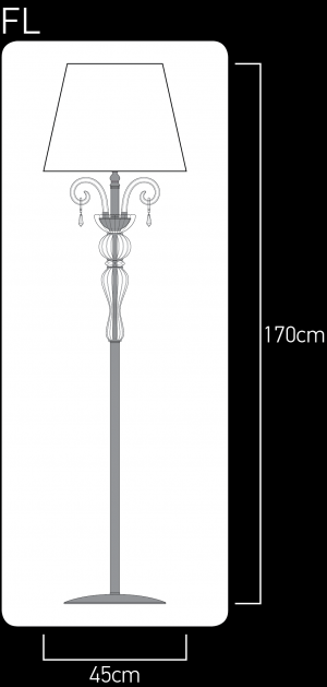 122 / FL / chrome / crystal floor lamp / pvc black chrome shade Floor Lamps Venere design
