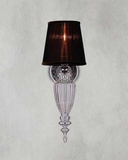 Wall Lamps Kassandra 101 / AP 1 / silver leaf / crystal wall lamp / organdy brown shade View 1