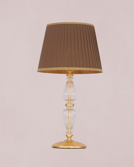 Table Lamps Kassandra 101 / LG / gold leaf / crystal table lamp / fabric mocha shade View 1