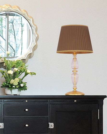 Table Lamps Kassandra 101 / LG / gold leaf / crystal table lamp / fabric mocha shade