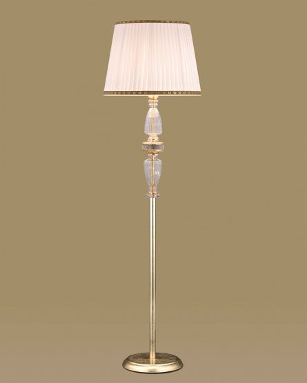 Floor Lamps Stellina 102 / FL  / gold leaf / crystal floor lamp / fabric ivory shade View 1