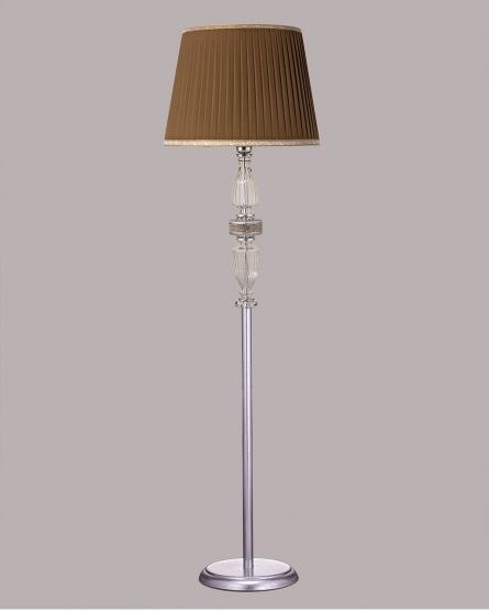 Floor Lamps Stellina Stellina 102/FL silver leaf-crystal floor lamp-fabric mocha shade View 1