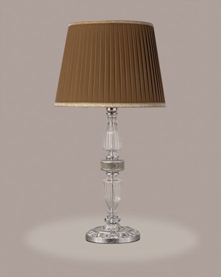Table Lamps Stellina 102 / LG / silver leaf / crystal table lamp /  fabbric mocha shade View 1