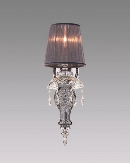 Wall Lamps Olympia 104 / AP 1 / chrome / graphite/  crystal wall lamp / organdy graphite shade View 1