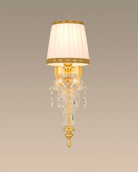 Wall Lamps Olympia 104 / AP 1 / gold leaf / crystal wall lamp / fabric ivory shade View 2