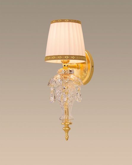 Wall Lamps Olympia 104 / AP 1 / gold leaf / crystal wall lamp / fabric ivory shade