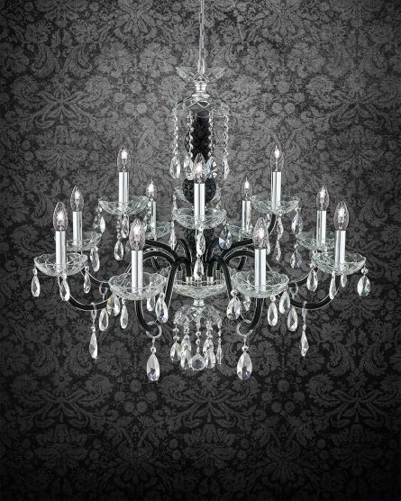 Chandeliers Olympia 104 / CH 12 / chrome / black / crystal chandelier View 1