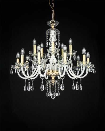 Chandeliers Olympia 104 / CH 15 / gold leaf / white / crystal chandelier