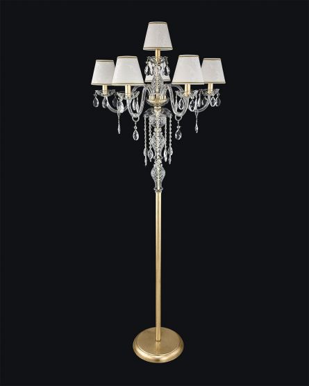 Floor Lamps Olympia 104 / FL 6 / gold leaf / crystal floor lamp / pvc damasco shade View 1