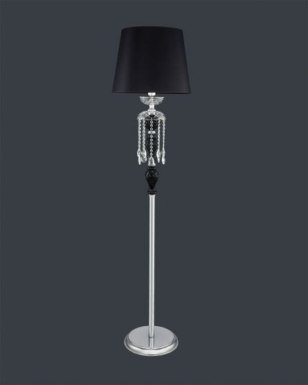 Floor Lamps Olympia 104 / FL / chrome / black / crystal floor lamp / pvc black chrome shade View 1