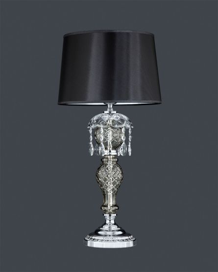 Table Lamps Olympia Olympia 104/LM chrome-golden teak-crystal table lamp-pvc brown shade View 1