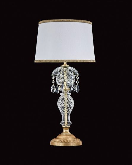 Table Lamps Olympia 104 / LM / gold leaf / crystal table lamp / pvc white gold shade View 1