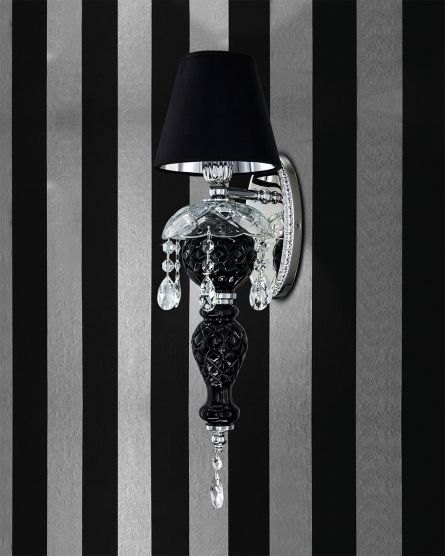 Wall Lamps Mirsini Mirsini 105/AP 1 chrome-black-crystal wall lamp-pvc black chrome shade