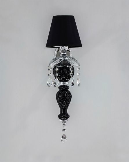 Wall Lamps Mirsini Mirsini 105/AP 1 chrome-black-crystal wall lamp-pvc black chrome shade View 1