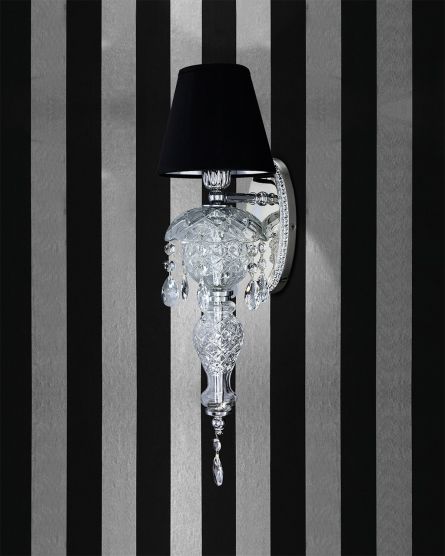 Φωτιστικά Τοίχου-Απλίκες Mirsini Mirsini 105/AP 1 χρώμιο-κρυστάλλινη απλίκα τοίχου-pvc black chrome shade