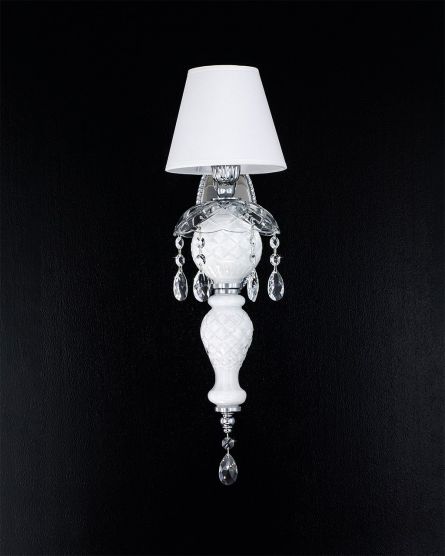 Wall Lamps Mirsini Mirsini 105/AP 1 chrome-white-crystal wall lamp-pvc white shade View 1