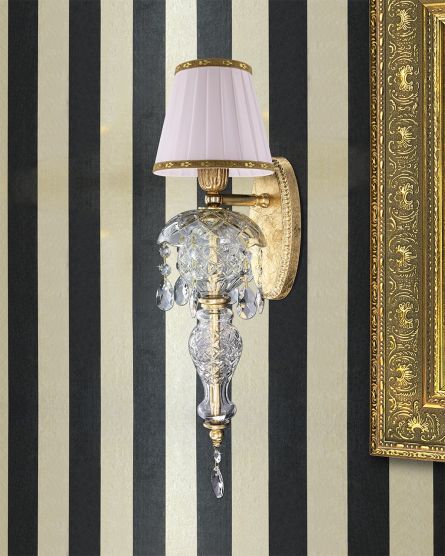 Wall Lamps Mirsini 105 / AP 1 / gold leaf / crystal wall lamp / fabric ivory shade