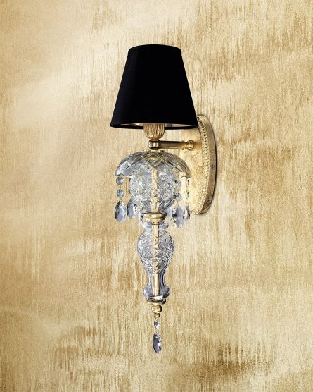 Φωτιστικά Τοίχου-Απλίκες Mirsini Mirsini 105/AP 1 φύλλο χρυσού-κρυστάλλινη απλίκα τοίχου-pvc black gold shade