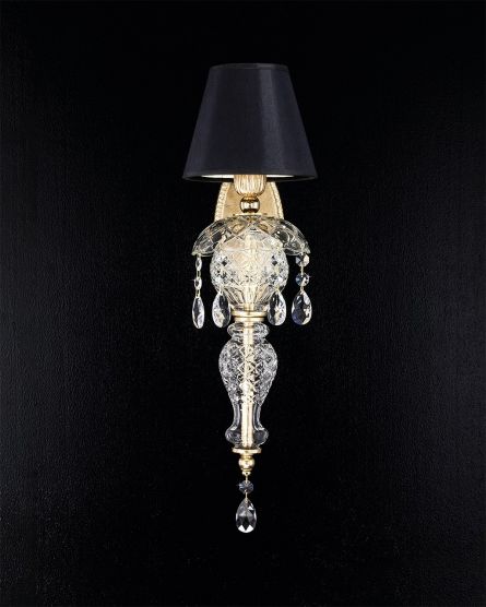 Wall Lamps Mirsini Mirsini 105/AP 1 gold leaf-crystal wall lamp-pvc black gold shade View 1