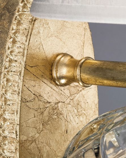 Φωτιστικά Τοίχου-Απλίκες Mirsini Mirsini 105/AP 1 φύλλο χρυσού-ivory-κρυστάλλινη απλίκα τοίχου-pvc damasco shade Όψη 3