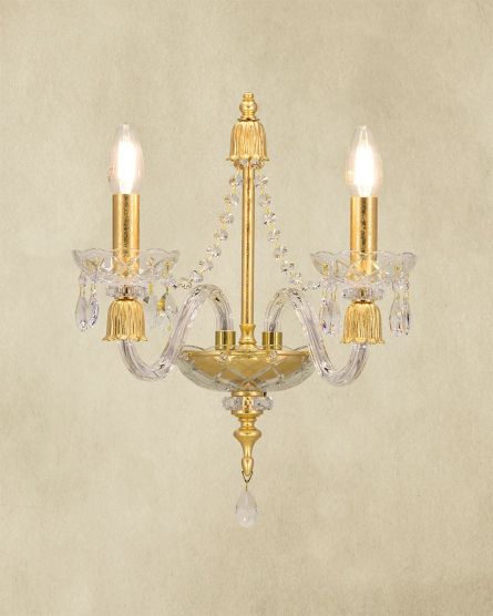 Wall Lamps Mirsini Mirsini 105/AP 2 gold leaf-crystal wall lamp