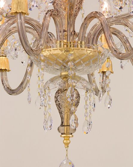 Chandeliers Mirsini Mirsini 105/CH 12 gold leaf-golden teak-crystal chandelier View 3