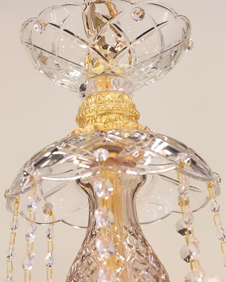 Chandeliers Mirsini Mirsini 105/CH 12 gold leaf-golden teak-crystal chandelier View 4