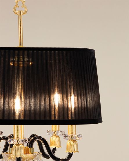 Floor Lamps Mirsini Mirsini 105/FL 5 gold leaf-black-crystal floor lamp-organdy black shade View 2