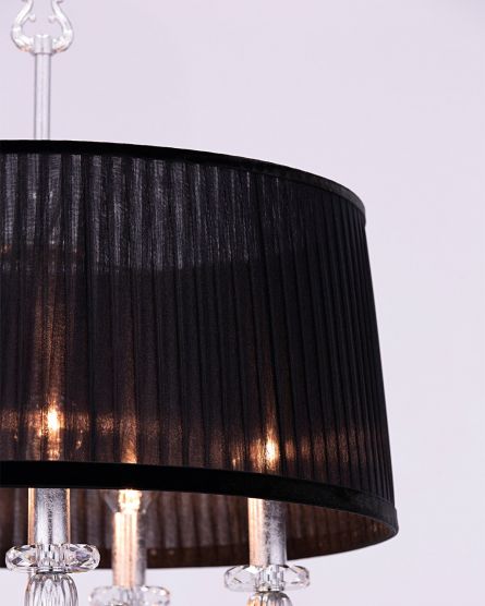 Floor Lamps Mirsini 105 / FL 5 / silver leaf / black / crystal floor lamp / organdy black shade View 2