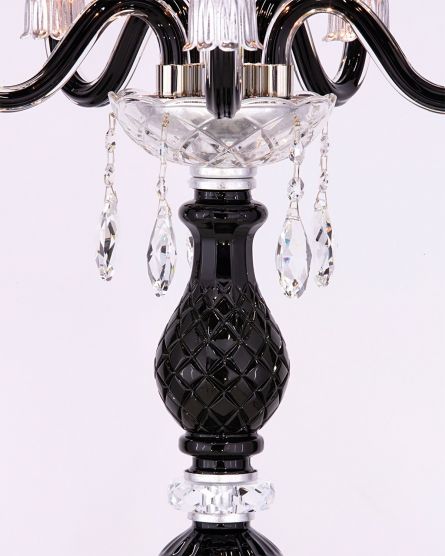 Floor Lamps Mirsini 105 / FL 5 / silver leaf / black / crystal floor lamp / organdy black shade View 3