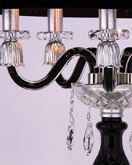 Floor Lamps Mirsini 105 / FL 5 / silver leaf / black / crystal floor lamp / organdy black shade View 4
