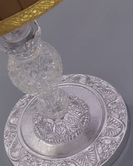Table Lamps Mirsini Mirsini 105/LG silver leaf-crystal table lamp-fabric mocha shade View 1