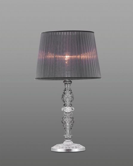 Table Lamps Mirsini Mirsini 105/LM silver leaf-graphite-crystal table lamp-organdy graphite shade View 1