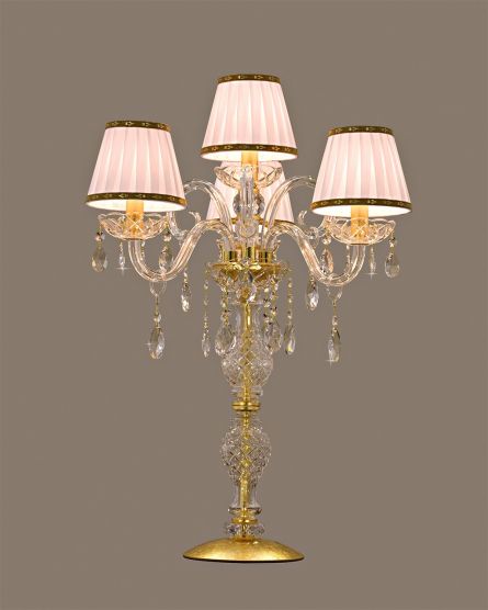 Table Lamps Iokasti Iokasti 106/LG 4 gold leaf- crystal table lamp-fabric ivory shade View 1