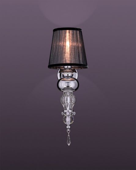 Wall Lamps Juliana Juliana 108/AP 1 chrome-crystal wall lamp-organdy graphite shade View 1