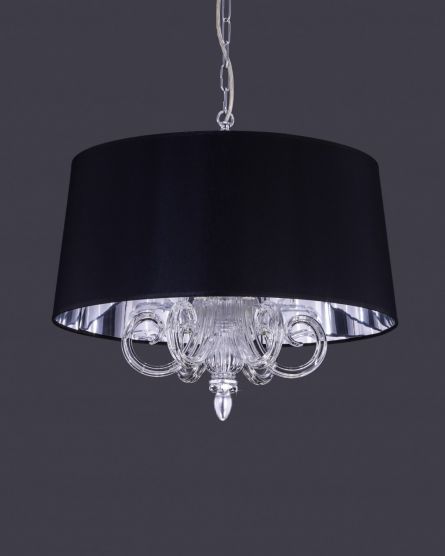 Pendant Lights Dafne 109 / SM / silver leaf / crystal pendant light / pvc black chrome shade View 1