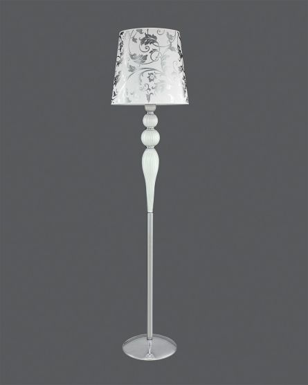 Floor Lamps Leonie Leonie 112/FL chrome-white-crystal floor lamp-pvc silver leaf white shade View 1
