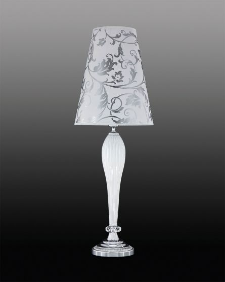 Table Lamps Leonie Leonie 112/LG chrome-white-crystal table lamp-pvc silver leaf white shade View 1